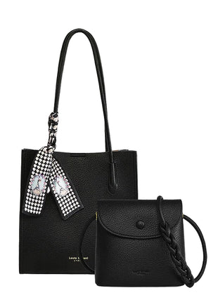 Leather Texture Large Capacity Combination Bags – Coordinated Style with Everyday Convenience black