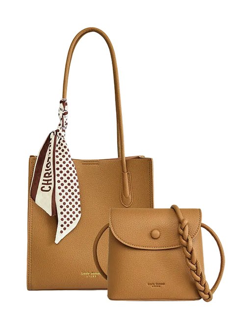 Leather Texture Large Capacity Combination Bags – Coordinated Style with Everyday Convenience brown
