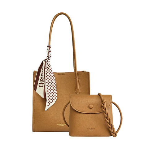 Leather Texture Large Capacity Combination Bags – Coordinated Style with Everyday Convenience brown
