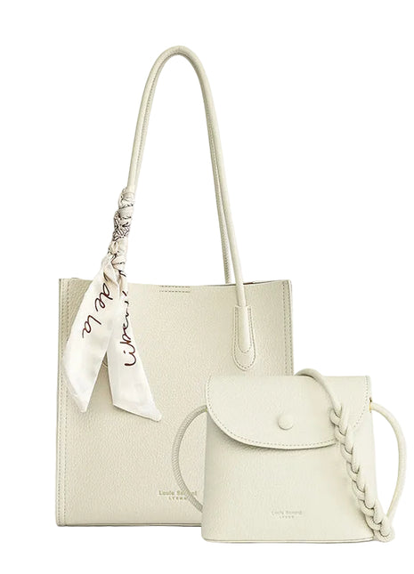 Leather Texture Large Capacity Combination Bags – Coordinated Style with Everyday Convenience off white