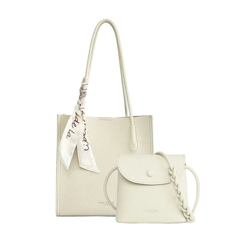 Leather Texture Large Capacity Combination Bags – Coordinated Style with Everyday Convenience off white