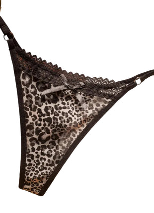 Women's Leopard Print Nylon Thong
Low Rise Animal Print T-Thong