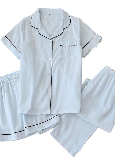 Versatile Women's Cotton Gauze Three-Piece Pyjamas