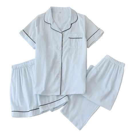 Versatile Women's Cotton Gauze Three-Piece Pyjamas