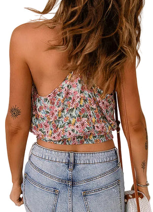 Lightweight viscose camisole with a vibrant bohemian print and elegant single shoulder straps.