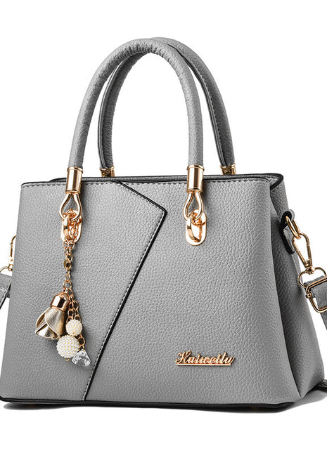 Litchi Pattern Handbag – Elegant Business Style for Everyday Organization Gray