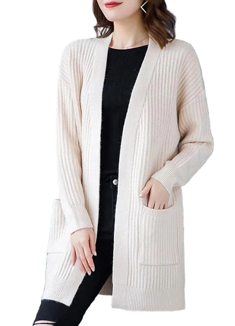 Versatile Wool Blend Sweater Cardigan in beige for Everyday Layering BLNDL