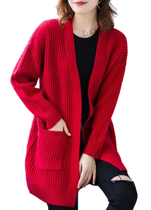 Loose Knitted Shawl Versatile Sweater Cardigan in Beige
