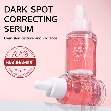 Moika dark spot correcting serum with niacinamide on a pink background