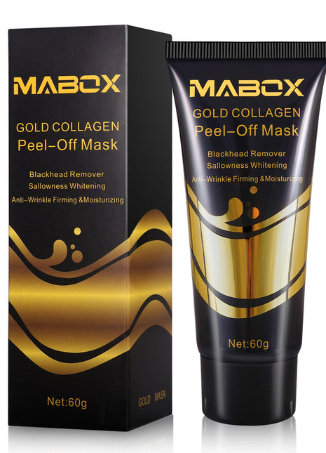Mabox Gold Collagen Peel-Off Mask packaging and tube on a white background