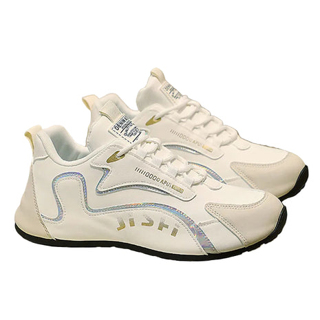 White sneakers with colorful accents on a chair