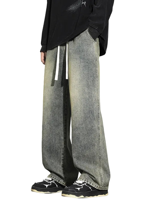 Men’s Relaxed Wide Leg Minimalist Jeans Comfortable Straight Leg Denim Pants BLNDL