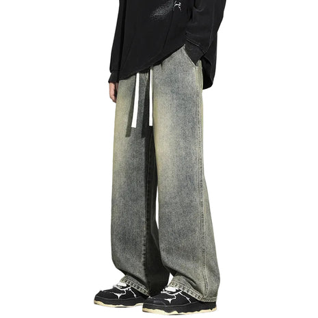 Men’s Relaxed Wide Leg Minimalist Jeans Comfortable Straight Leg Denim Pants BLNDL