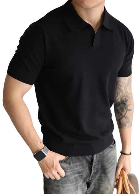 Men's Summer Cool Loose Lapel Short-Sleeve Shirt black