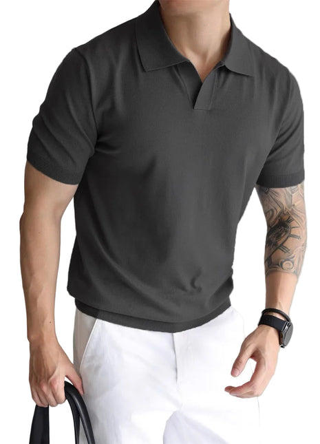 Men's Summer Cool Loose Lapel Short-Sleeve Shirt grey