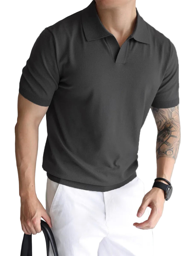 Men's Summer Cool Loose Lapel Short-Sleeve Shirt grey