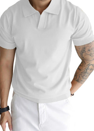 Men's Summer Cool Loose Lapel Short-Sleeve Shirt white