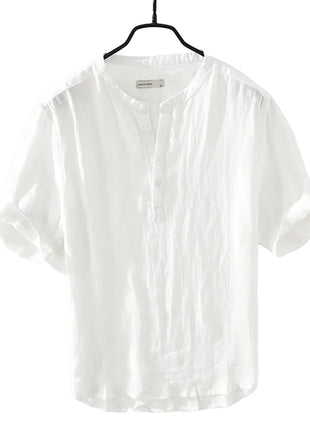 Men's Summer Cotton & Linen Half Sleeve Shirt white