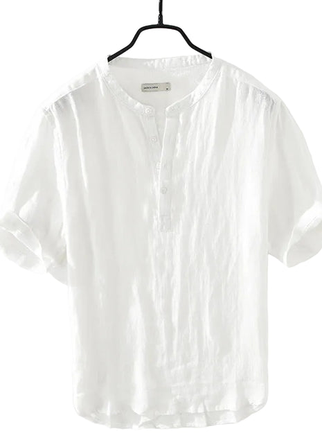 Men's Summer Cotton & Linen Half Sleeve Shirt white