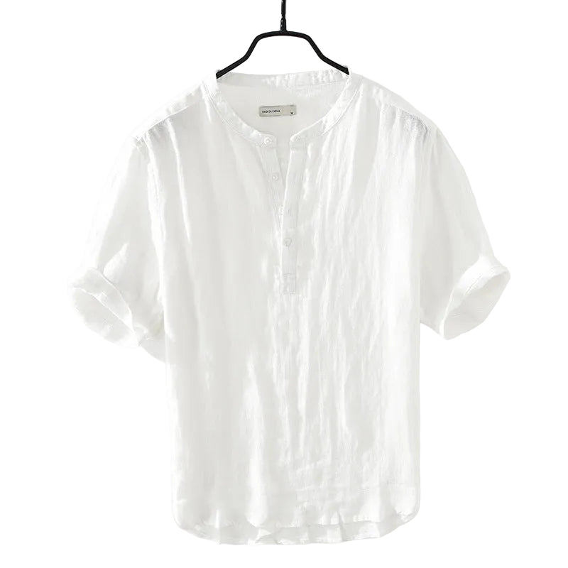 Men's Summer Cotton & Linen Half Sleeve Shirt white
