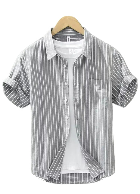 Men's Summer Japanese Tie-Dye Short-Sleeve Shirt grey