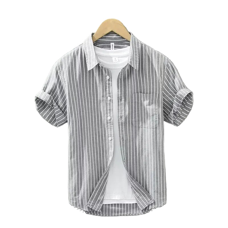 Men's Summer Japanese Tie-Dye Short-Sleeve Shirt grey