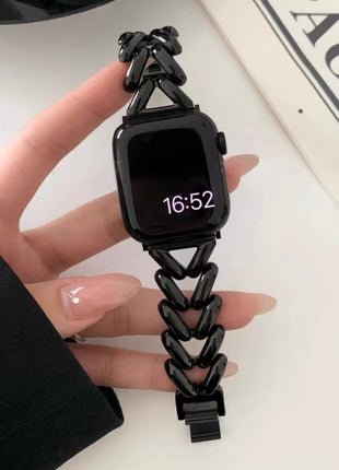 Metal V Chain Denim Style Watch Band for Apple Watch black