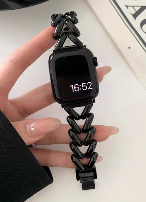 Metal V Chain Denim Style Watch Band for Apple Watch black