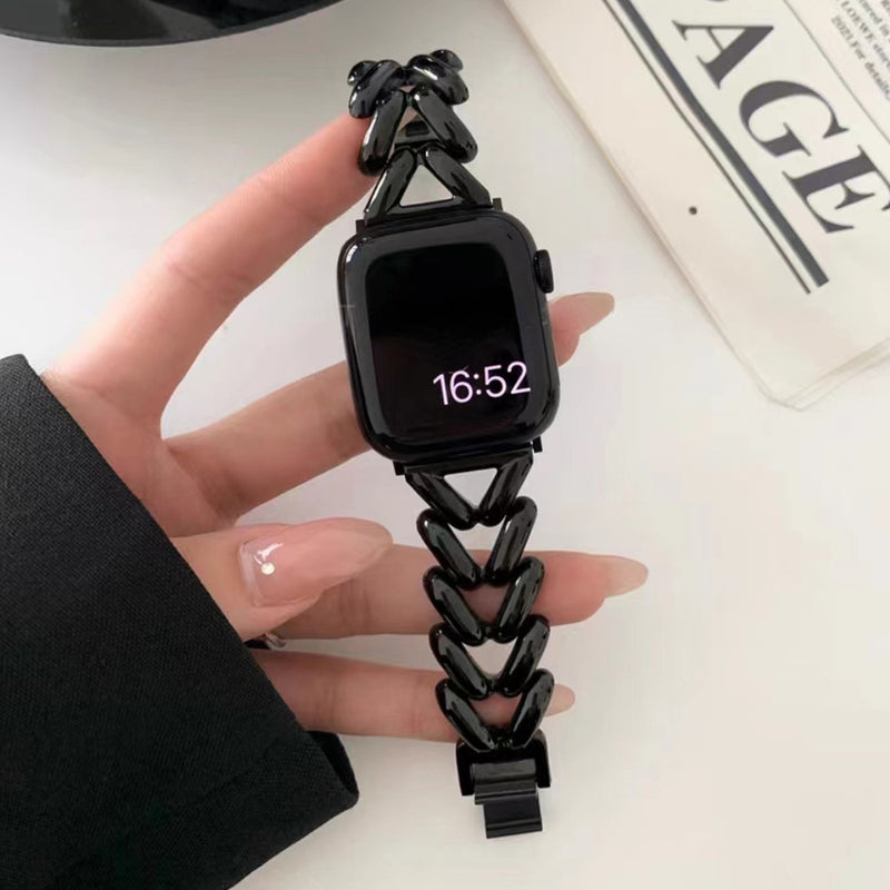 Metal V Chain Denim Style Watch Band for Apple Watch black