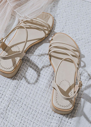Mid-heel Toe Ring Roman Style Sandals