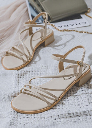 Mid-heel Toe Ring Roman Style Sandals