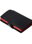Caja roja de cuero negro