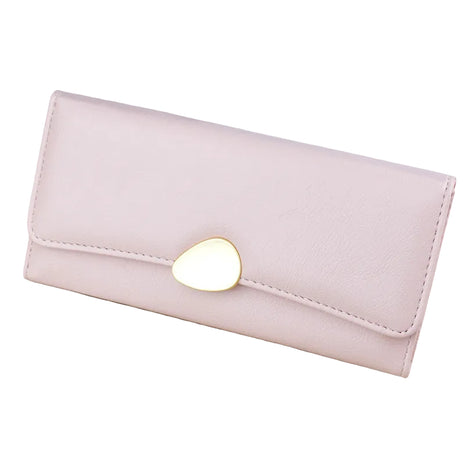 Minimalist PU leather wallet available in black, pink, red, and green colors.