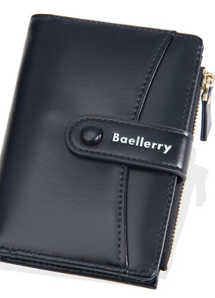 Modern casual PU leather wallet with buckle decoration and anti-theft function.