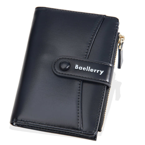Modern casual PU leather wallet with buckle decoration and anti-theft function.