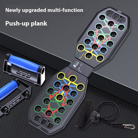 Multi-function push-up plank with attachments on a black surface