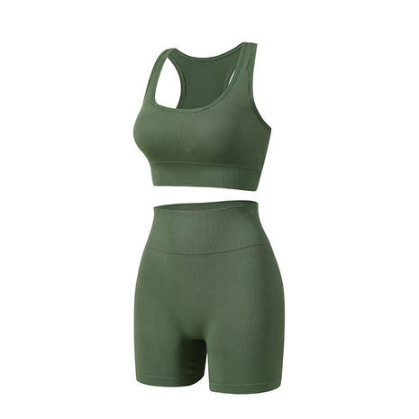 Nylon Sports Bra and Shorts Workout Set