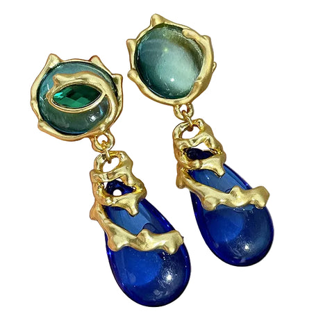 Green Blue Crystal Earrings