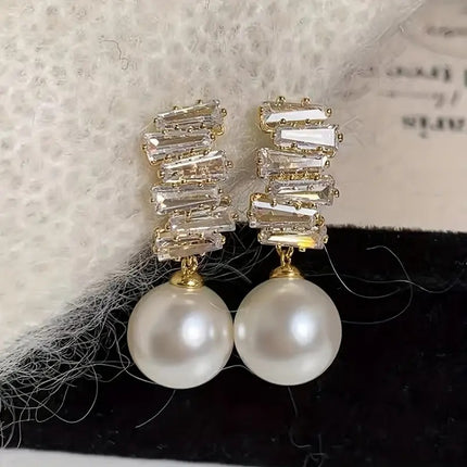 Zircon Pearl Vintage Earrings