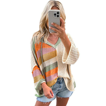 Pullover V-neck Sweater with Hoody