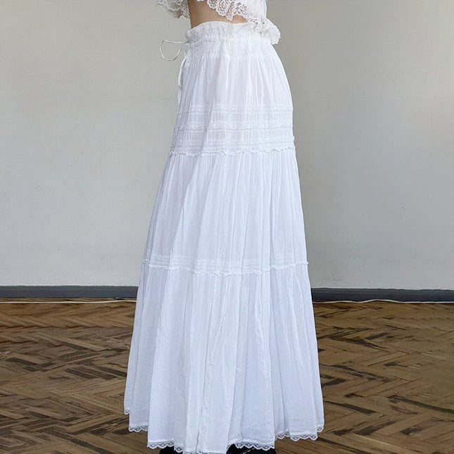 Gentle Lace Patchwork Slimming Long Skirt