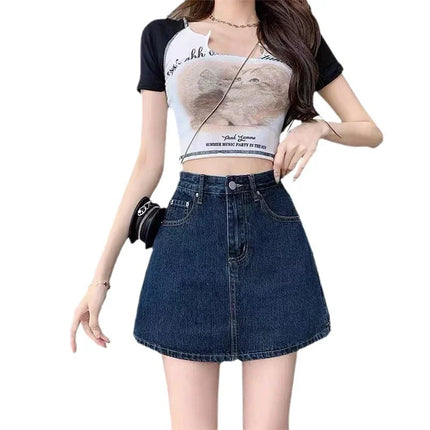 Denim Hip-wrapped Short Skirt