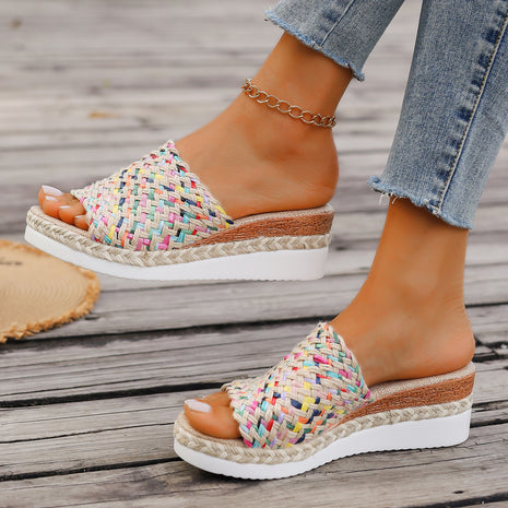 Thick-soled Fish Mouth Hemp Rope Mule