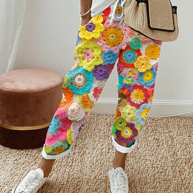 Digital Printing Bubble Crepe Trousers