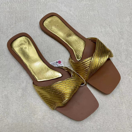 Casual Leather Pleated Flat