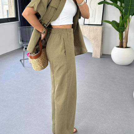Casual Drawstring Top Trousers and Pants Two-piece Suit