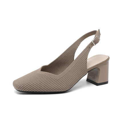 Breathable Square Toe Cap High Heel