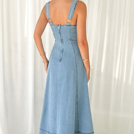 Denim Backless High Waist Dress