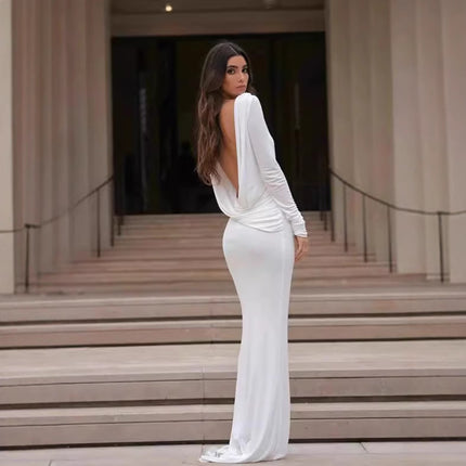 Fashion Slim Fit Backless Long Sleeve Dress