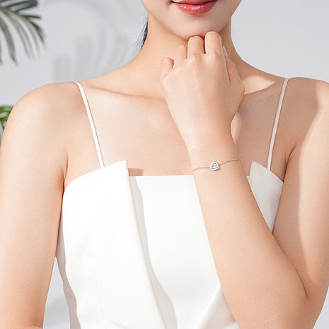 Pulsera de plata esterlina S925 con diamantes de amor romántico